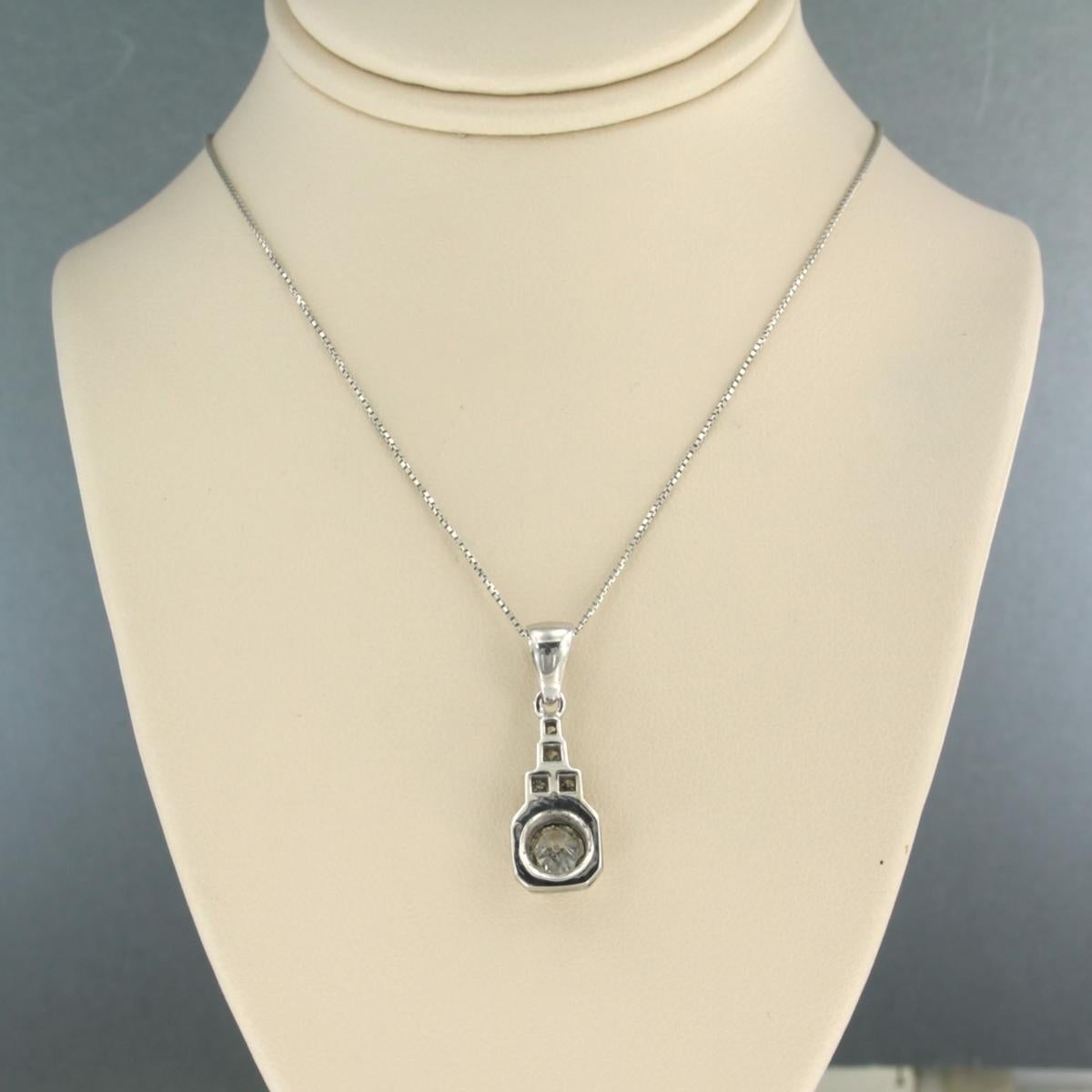 Necklace and ART DECO pendant set with diamonds 18k white gold For Sale 1