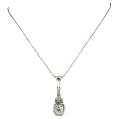Necklace and ART DECO pendant set with diamonds 18k white gold