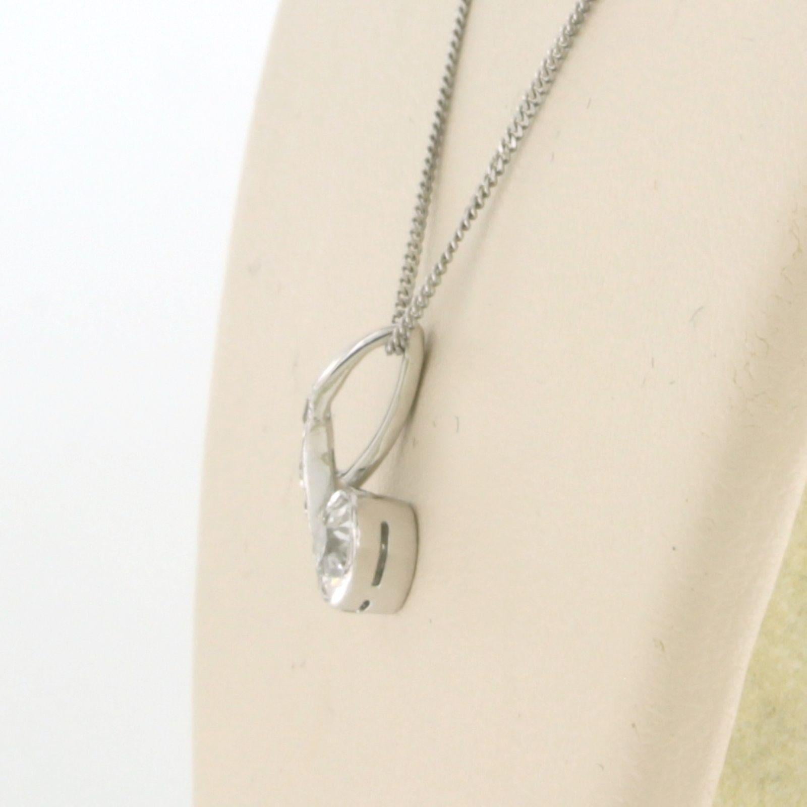 Old European Cut Necklace and Art Nouvea pendant with diamonds up to 0.60ct 14k white gold For Sale