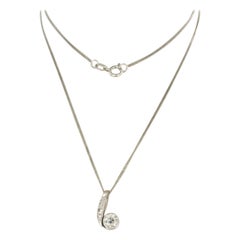 Halskette und Art Nouvea-Anhänger mit Diamanten bis zu 0,60 Karat 14k Weißgold
