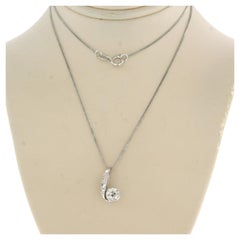 Collier et pendentif Art Nouvea avec diamants jusqu'à 0,60 ct or blanc 14 carats