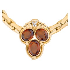 Necklace and Earring Set with Madeira Citrine & Diamonds in 18k Yellow Gold