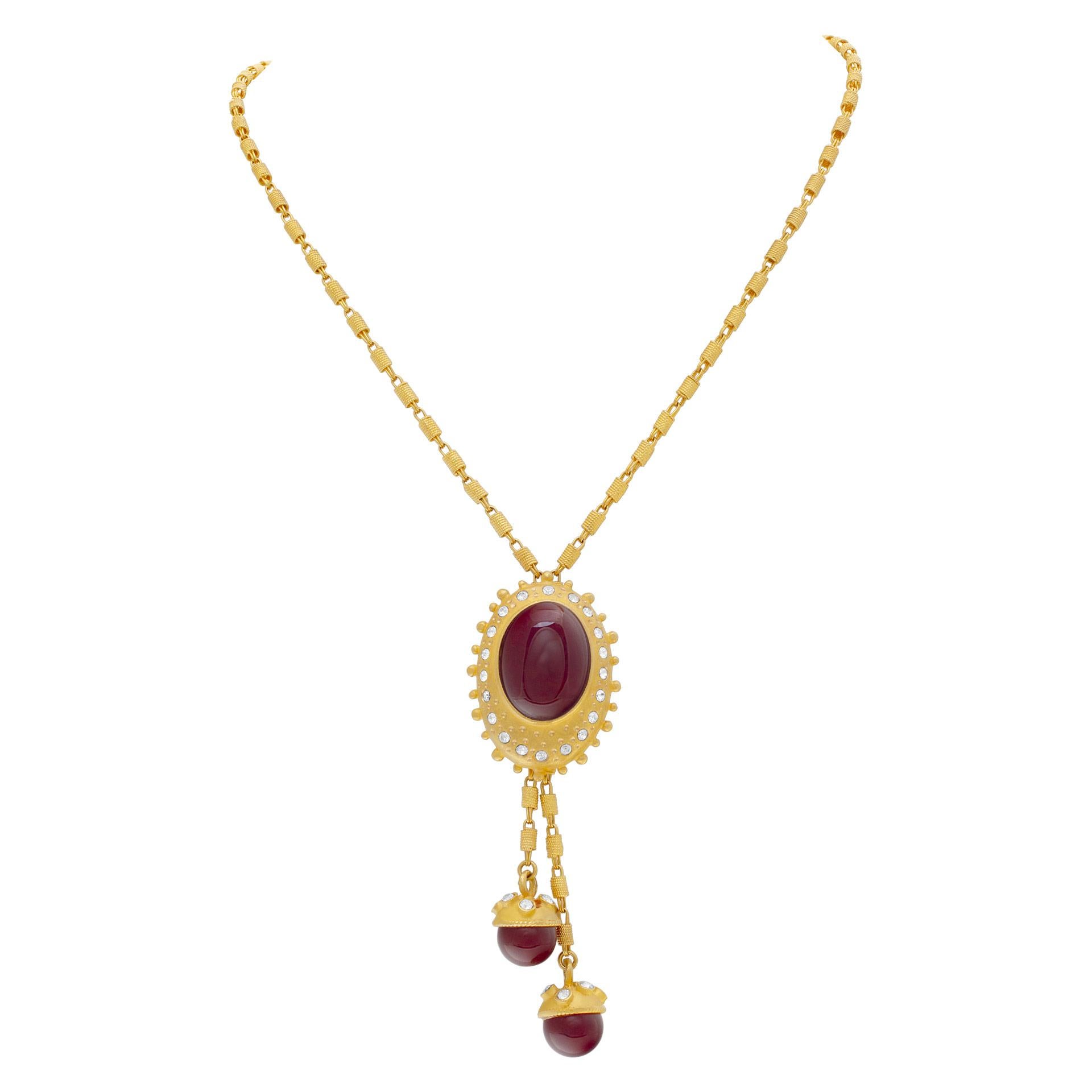 Round Cut Necklace and Earrings Set in 18k with Carnelian & Diamonds