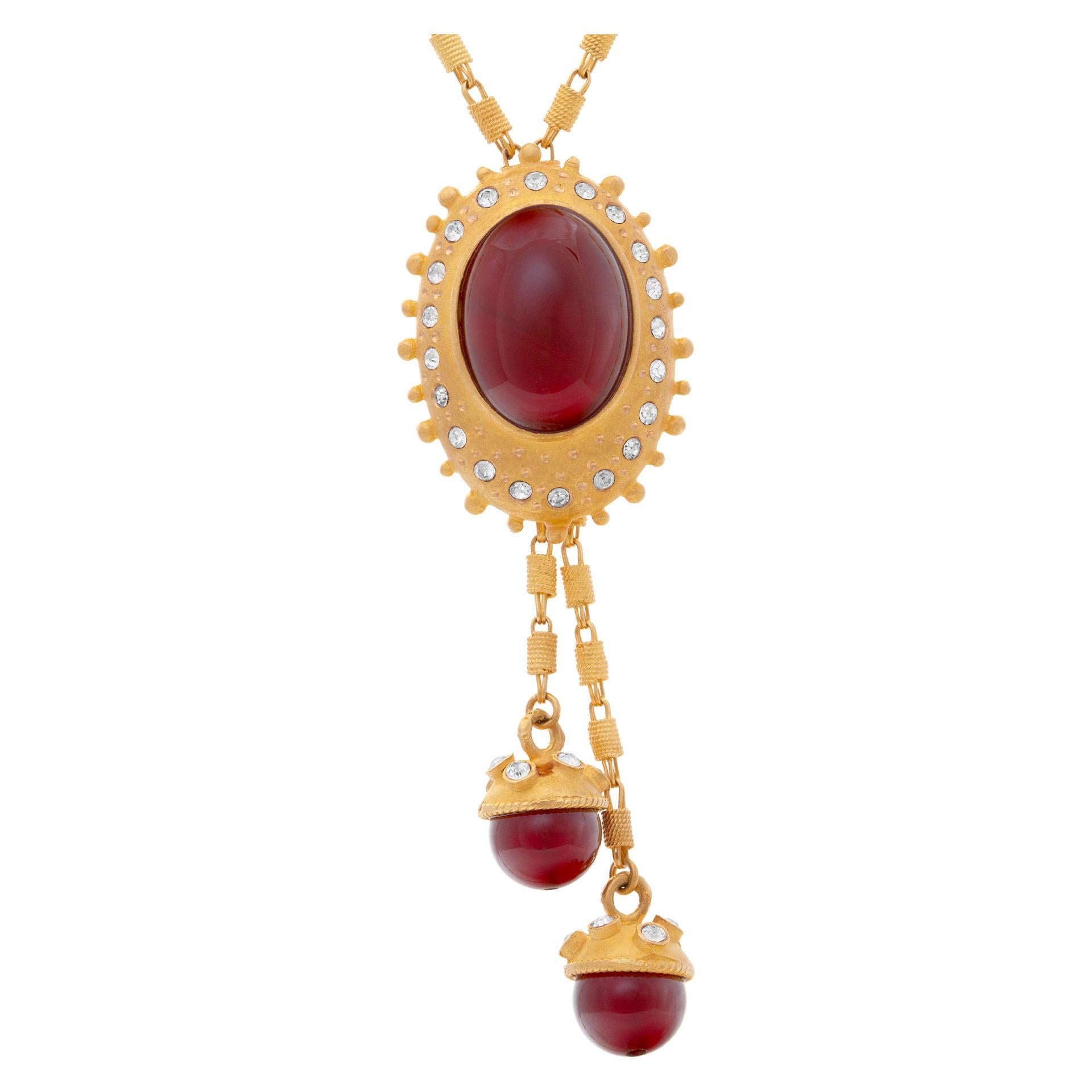 Women's Necklace and Earrings Set in 18k with Carnelian & Diamonds