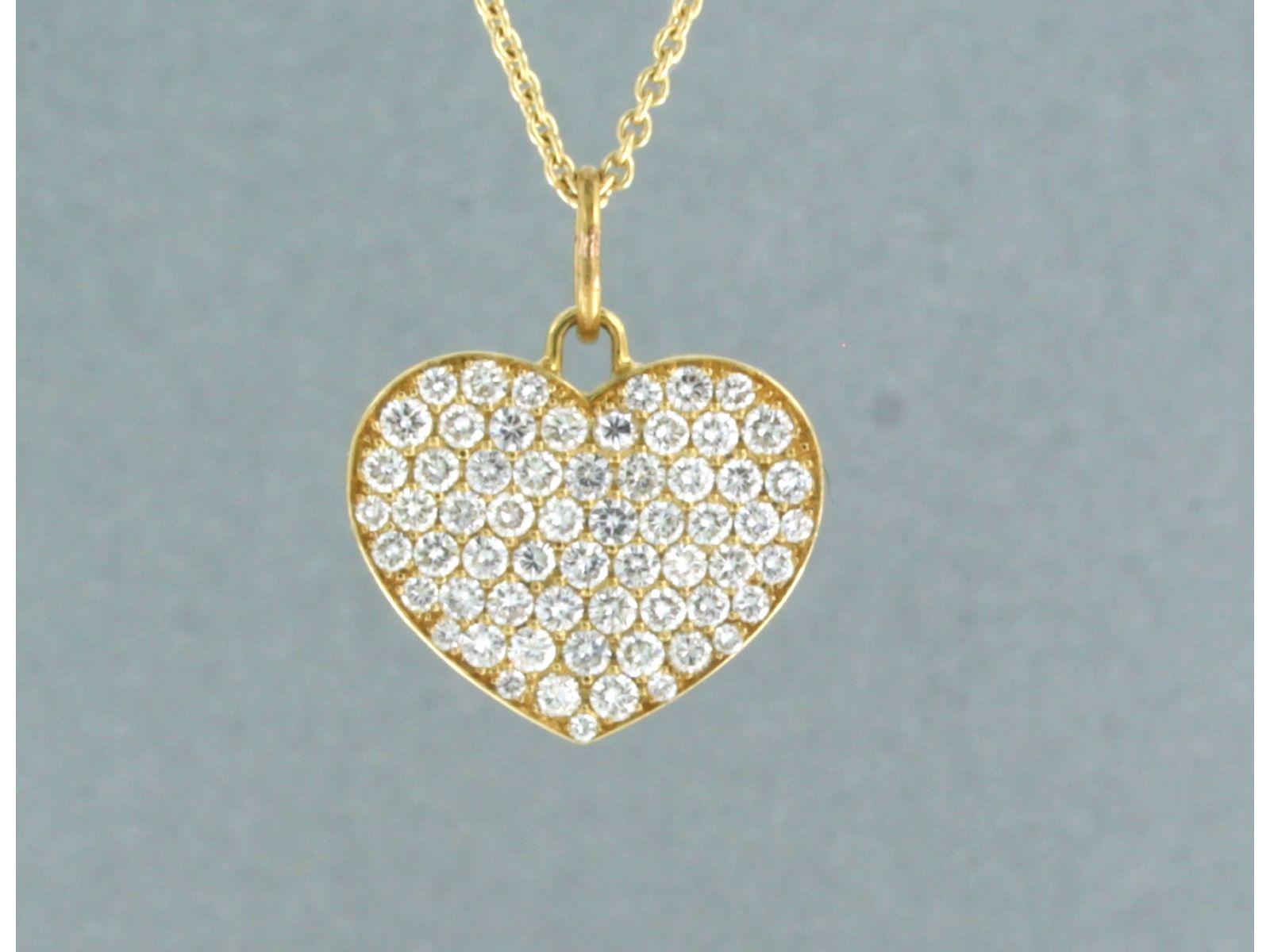 Moderne Collier et pendentif en forme de harpe avec diamants taille brillant 1,50ct or 18k en vente