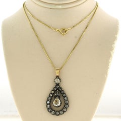 Collana e pedante con diamanti taglio rosa fino a 1,00ct in oro 14k e argento