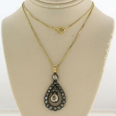 Collier et pédant avec diamants taille rose jusqu'à 1,00ct or 14k et argent
