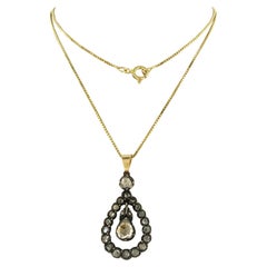 Necklace and pedant with rose cut diamonds up to 1.00ct 14k gold and silver