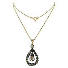 Collana e pedante con diamanti taglio rosa fino a 1,00ct in oro 14k e argento