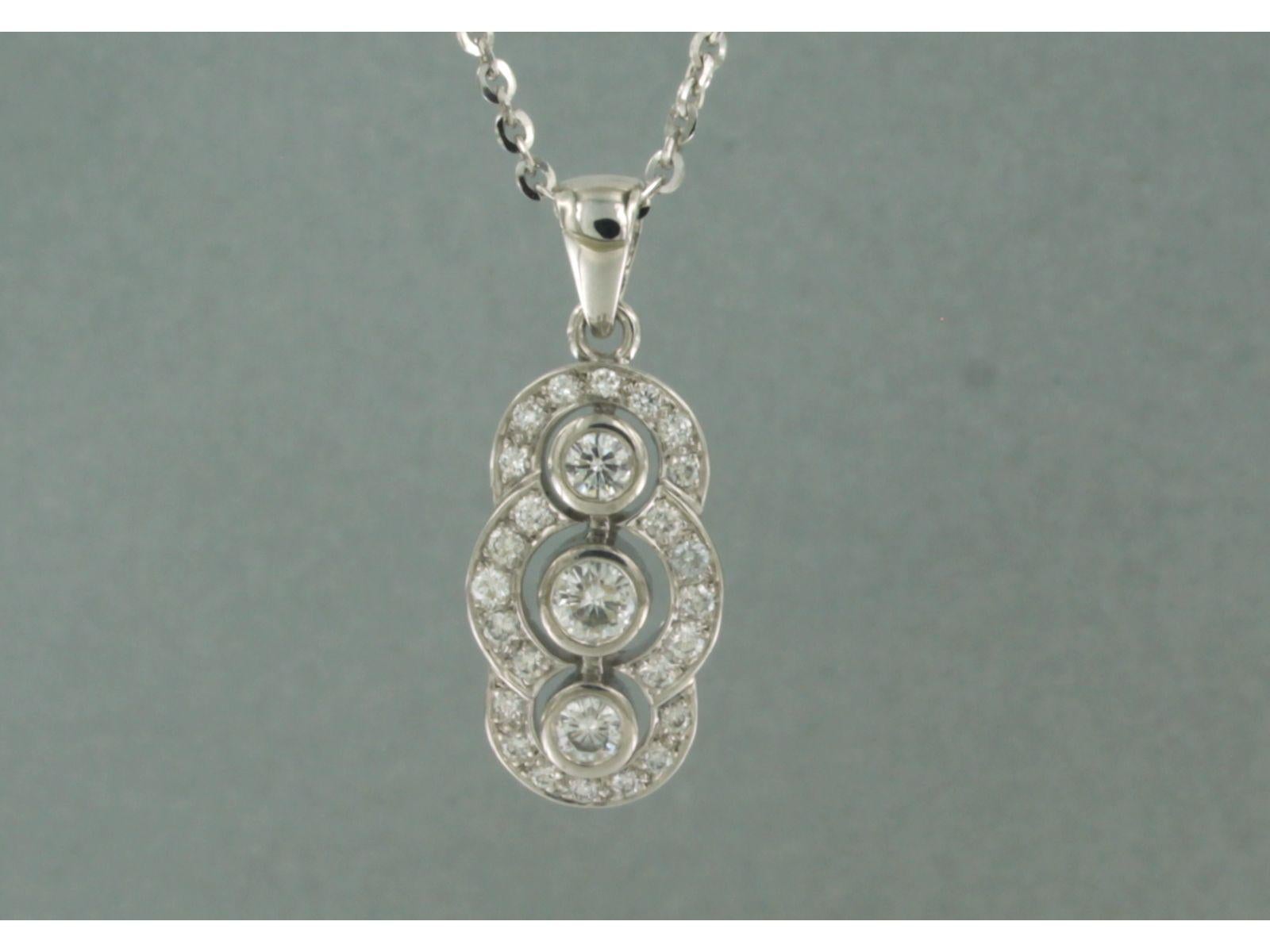 Women's Necklace and pendant brilliant cut diamonds up to 0.89ct 18k gold 10.3 grams For Sale
