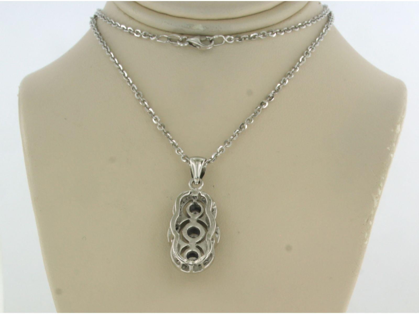 Modern Necklace and pendant brilliant cut diamonds up to 0.89ct 18k white gold For Sale