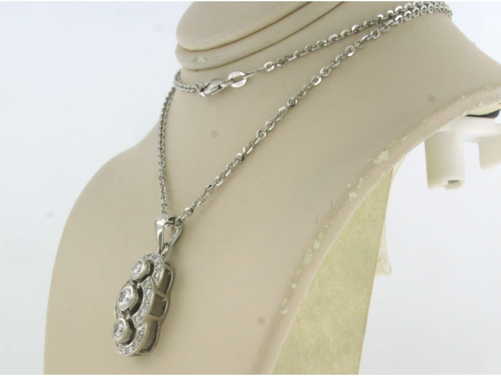 Brilliant Cut Necklace and pendant brilliant cut diamonds up to 0.89ct 18k white gold For Sale