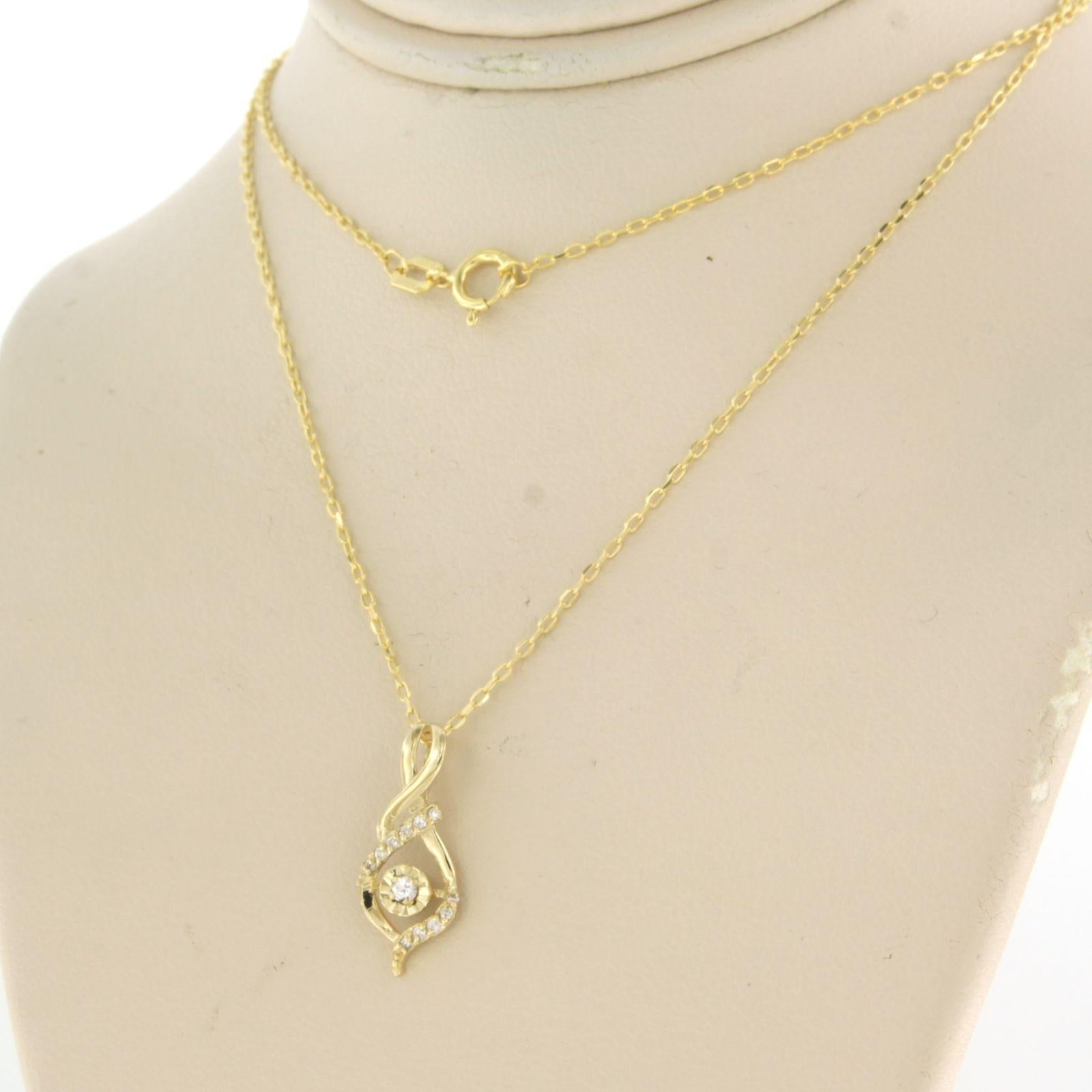 Modern Necklace and pendant set brilliant cut diamond 14k yellow gold For Sale