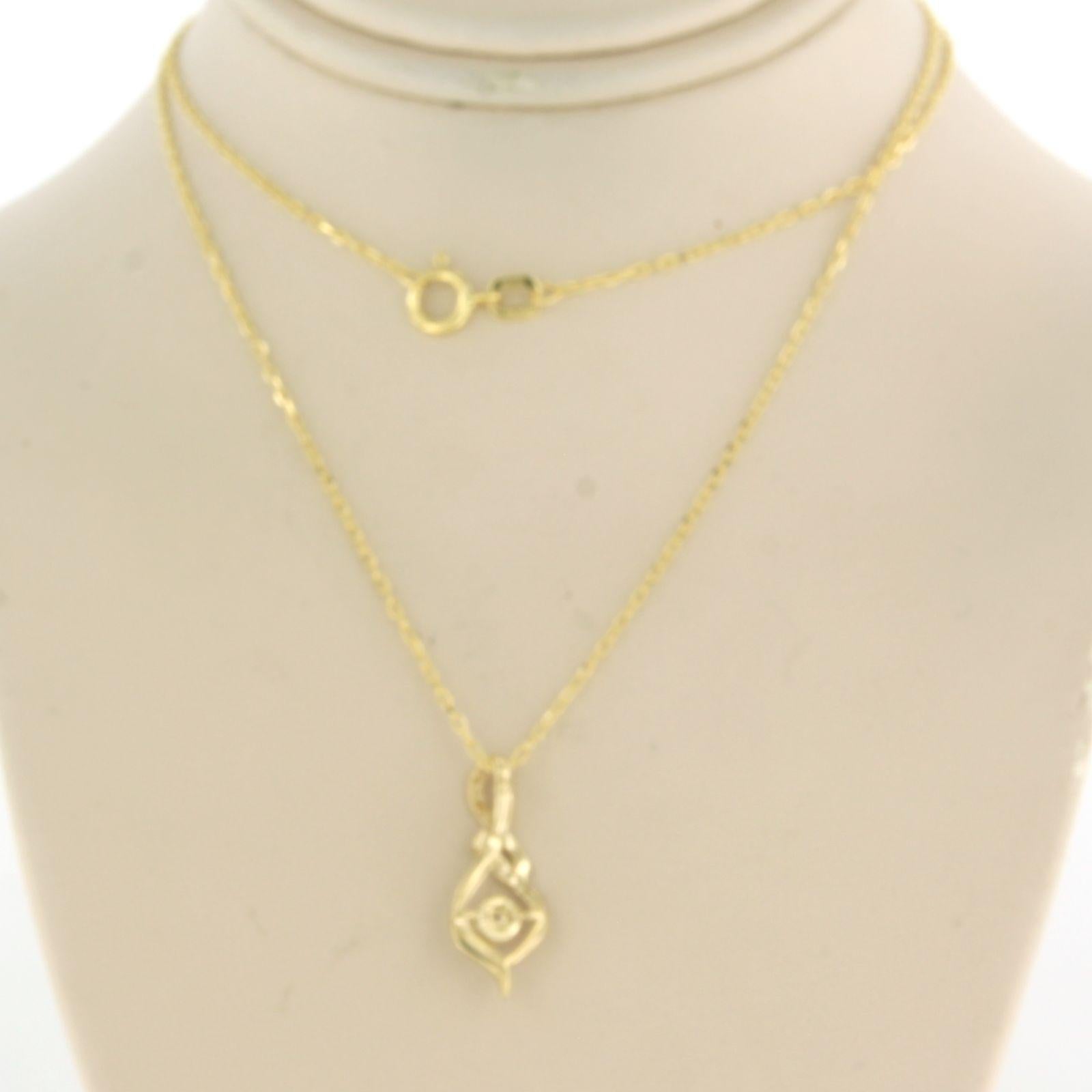 Women's Necklace and pendant set brilliant cut diamond 14k yellow gold For Sale