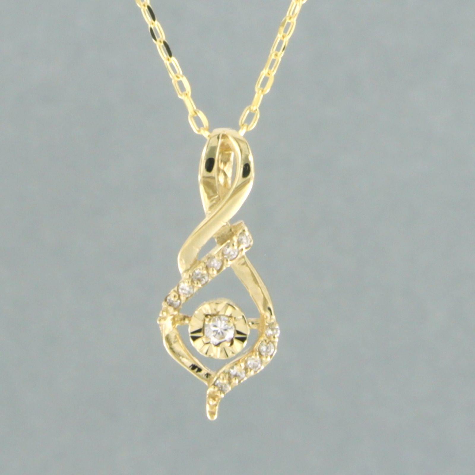 Necklace and pendant set brilliant cut diamond 14k yellow gold For Sale 1