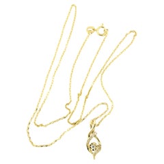 Halskette und Anhänger mit Diamanten im Brillantschliff 14k Gelbgold