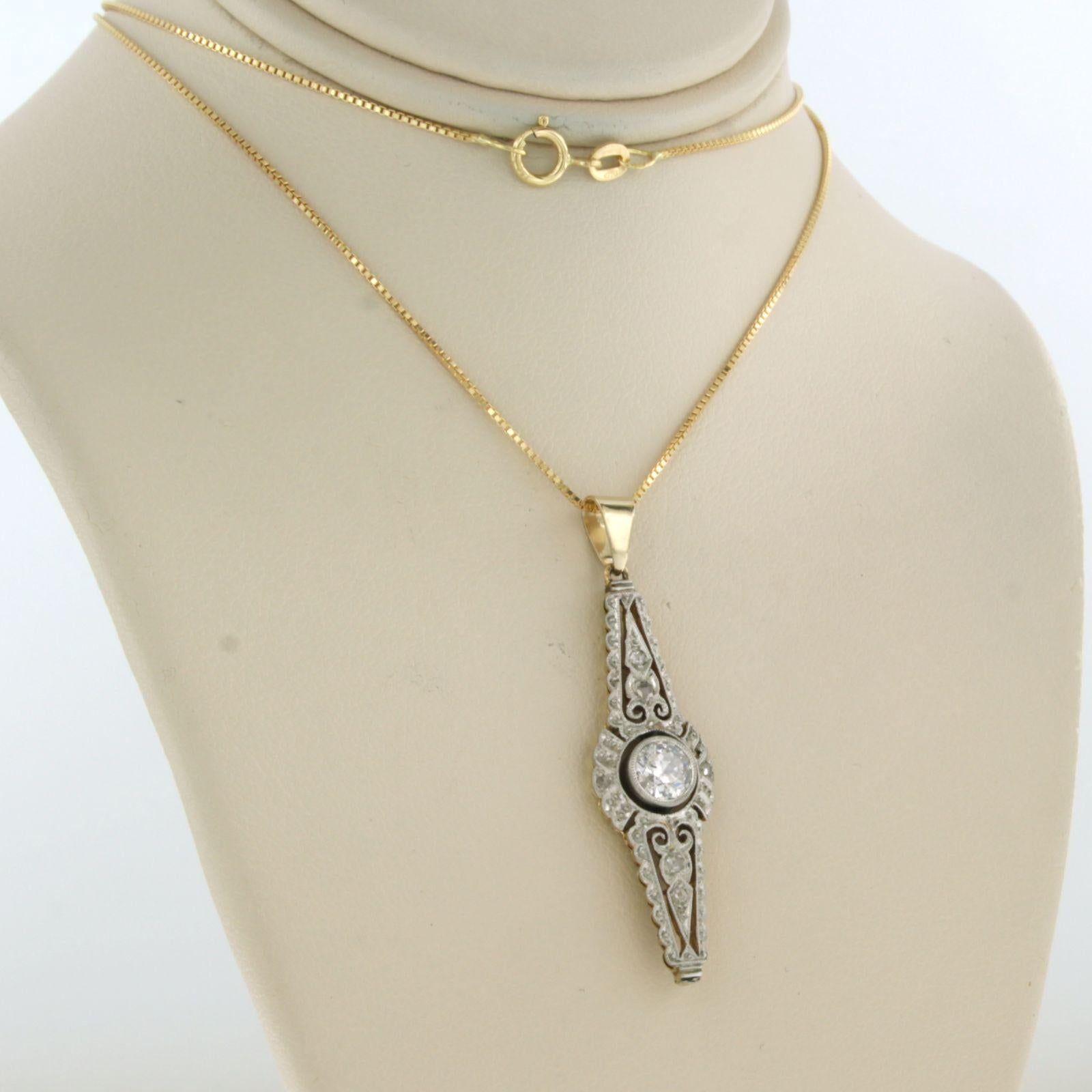 Modern Necklace and pendant set diamonds up to 0.55ct 18k bicolour gold For Sale