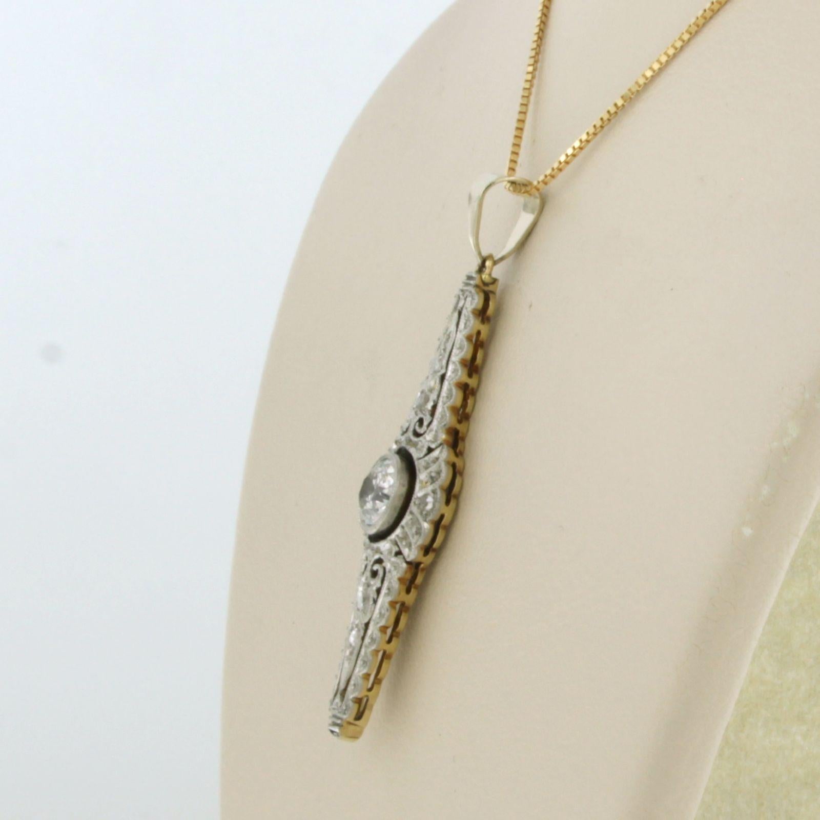 Collier et pendentif sertis de diamants jusqu'à 0,55 ct Or bicolore 18k Excellent état - En vente à The Hague, ZH