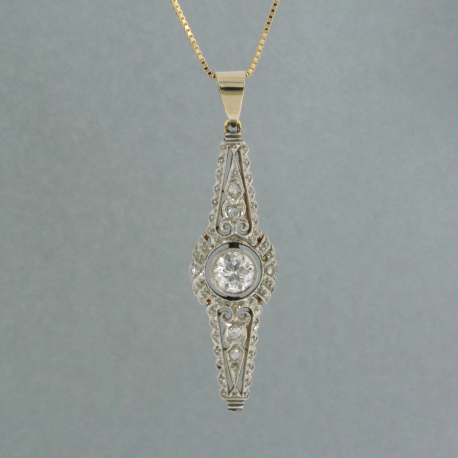 Necklace and pendant set diamonds up to 0.55ct 18k bicolour gold For Sale 1