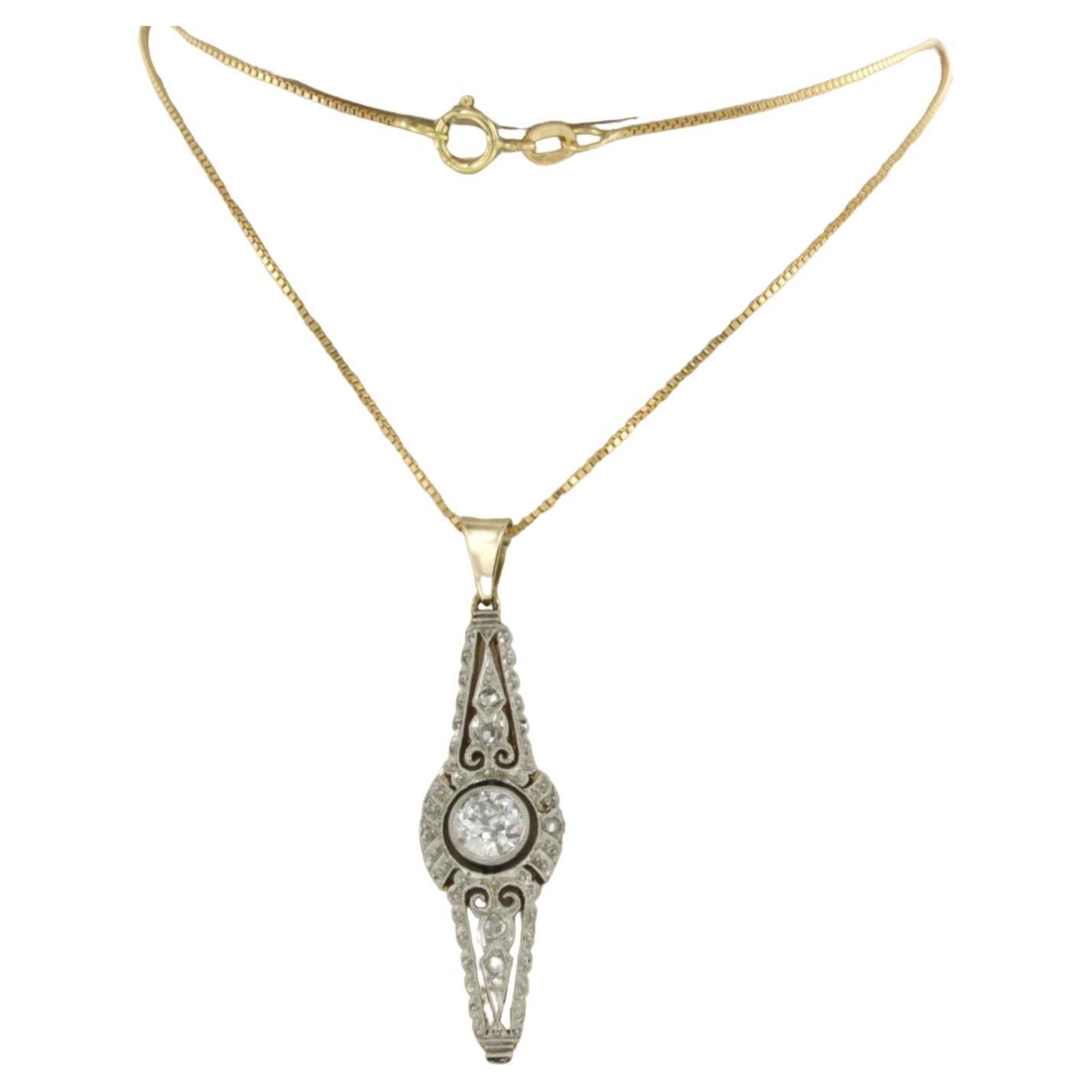 Necklace and pendant set diamonds up to 0.55ct 18k bicolour gold For Sale