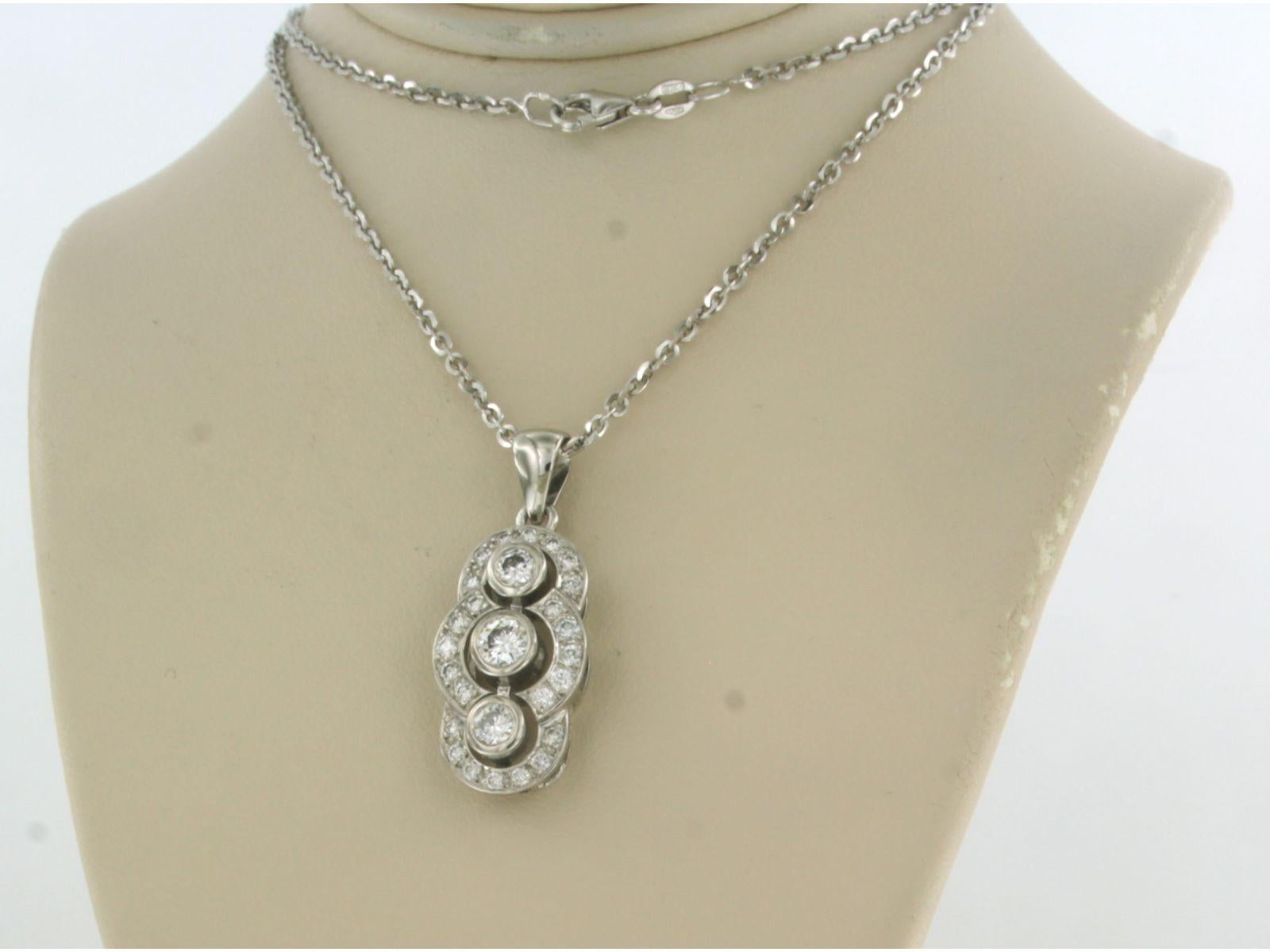 Art Nouveau Necklace and pendant set with 0.89 ct diamonds 18k white gold For Sale
