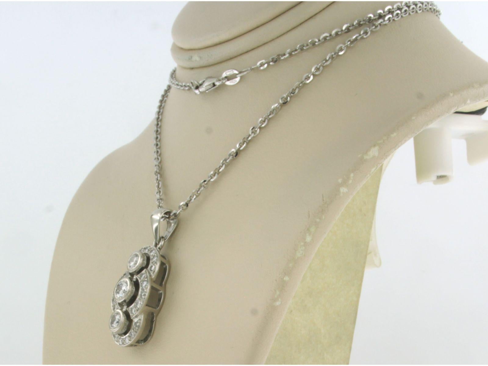 Brilliant Cut Necklace and pendant set with 0.89 ct diamonds 18k white gold For Sale