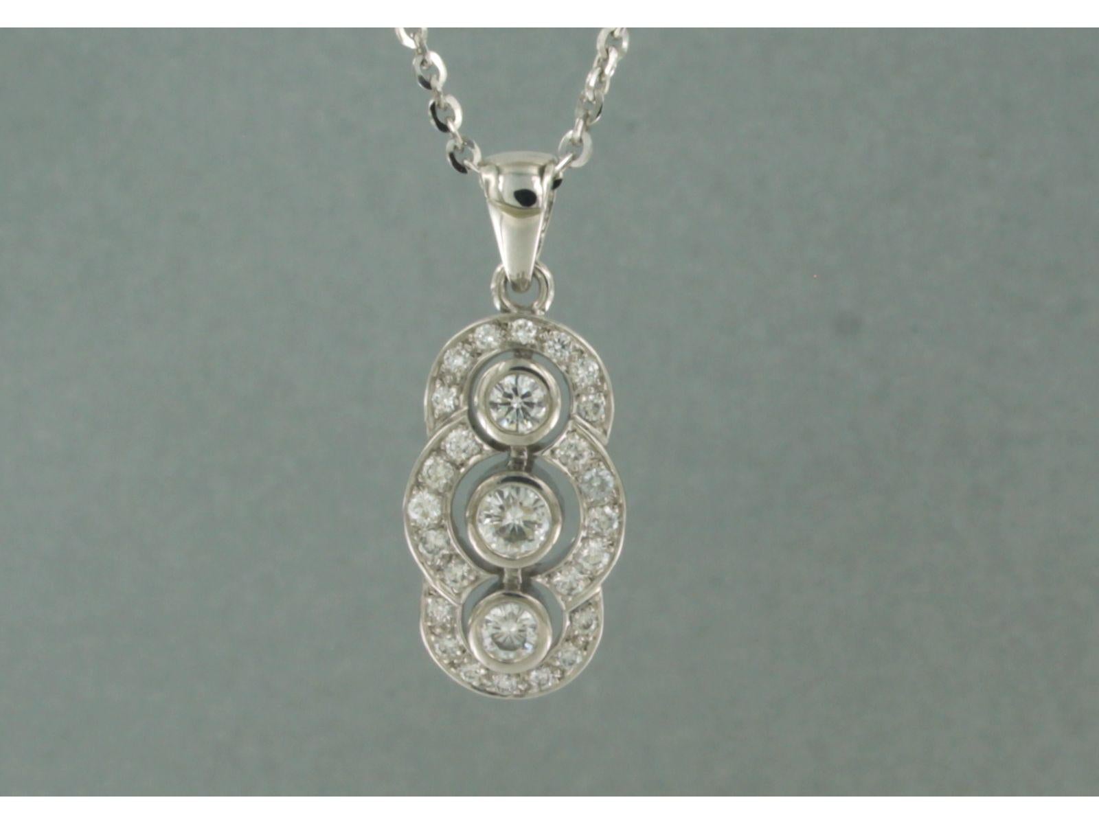 Women's Necklace and pendant set with 0.89 ct diamonds 18k white gold For Sale