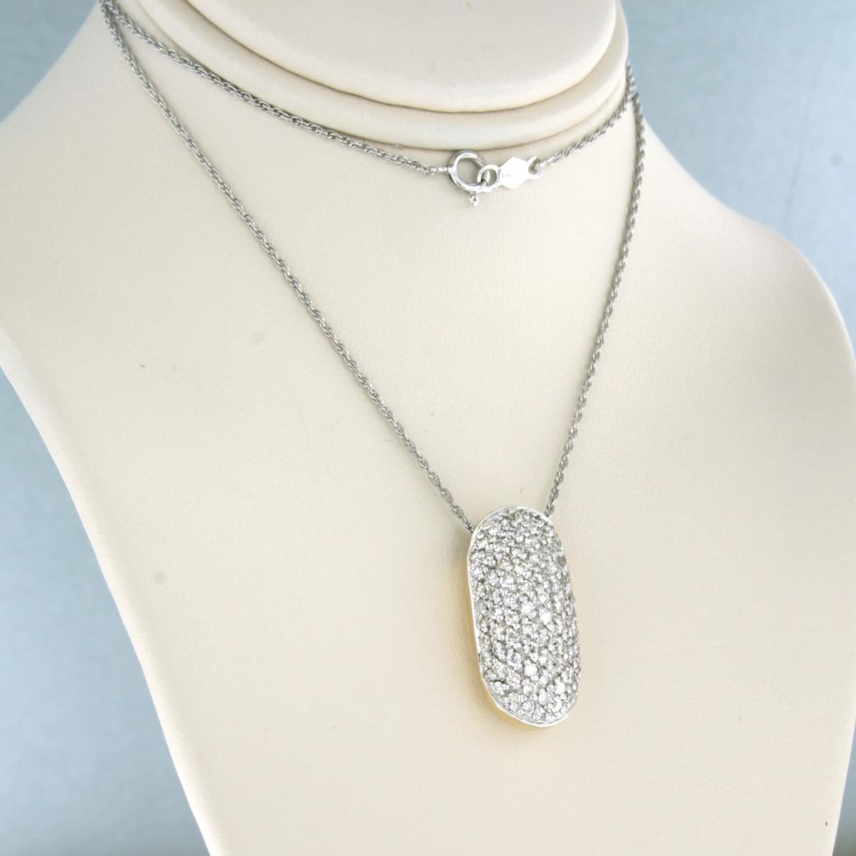 Modern Necklace and pendant set with brilliant cut diamonds up to 1.00ct 14k white gold For Sale