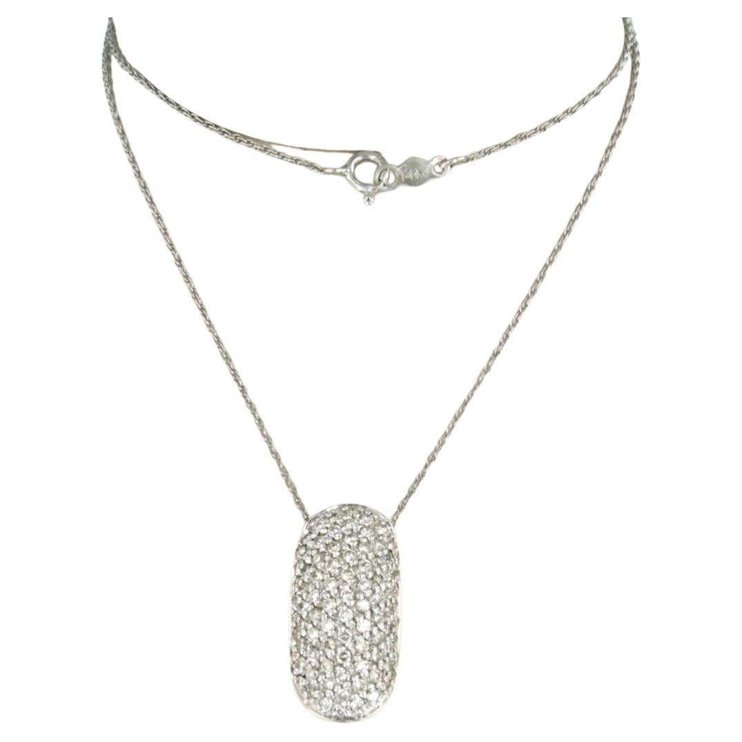 Necklace and pendant set with brilliant cut diamonds up to 1.00ct 14k white gold For Sale