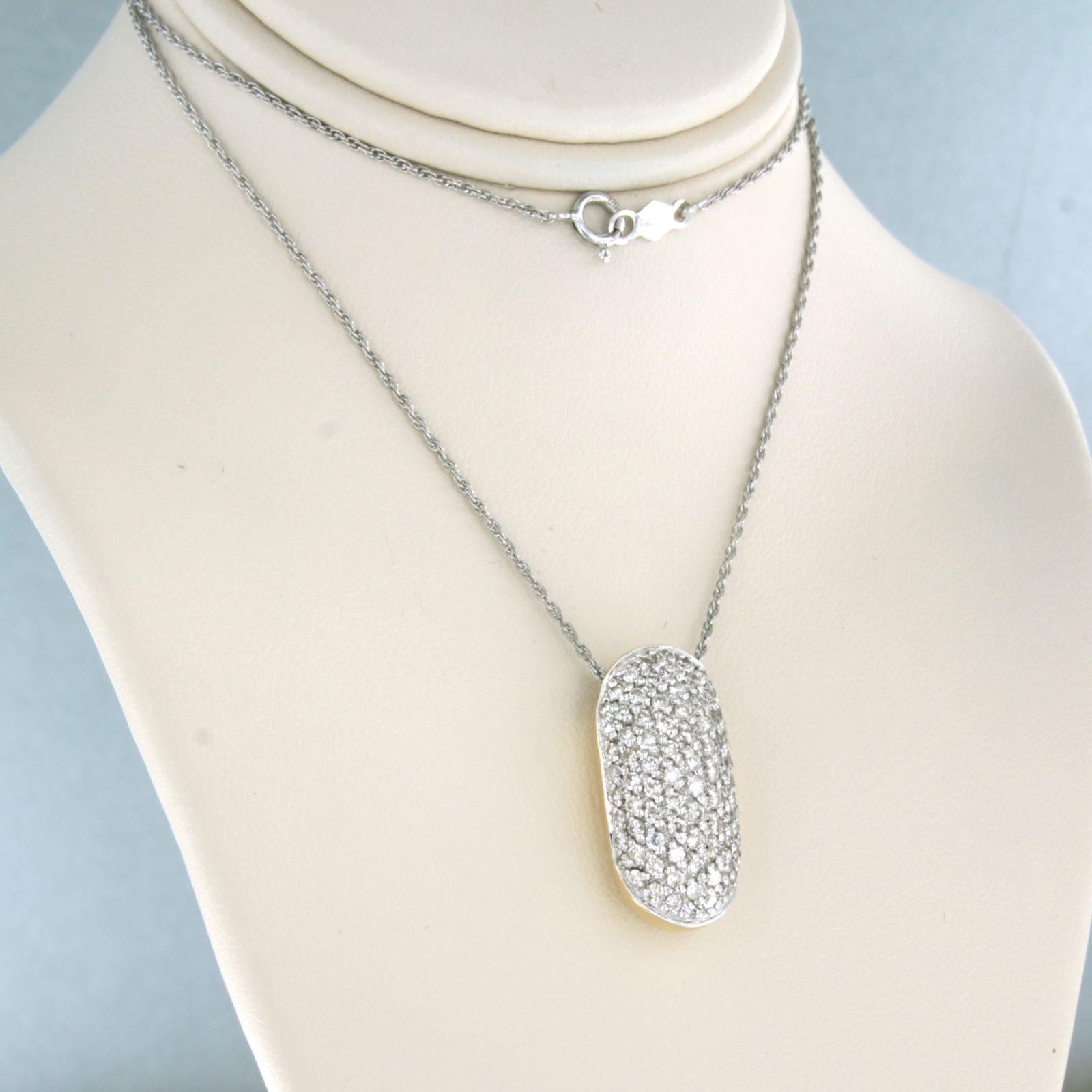 Modern Necklace and pendant set with diamond 14k white gold For Sale