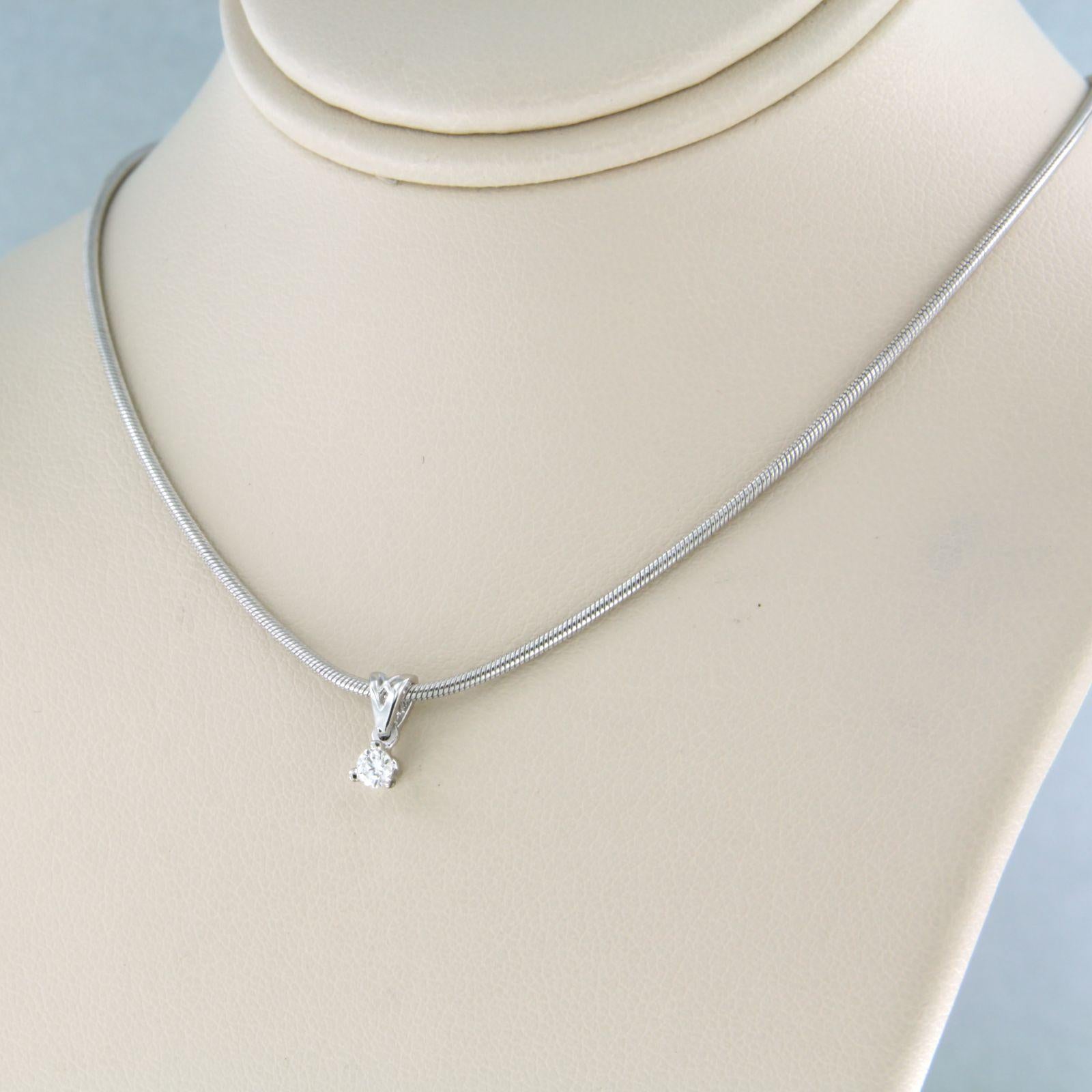 Brilliant Cut Necklace and pendant set with diamond 14k white gold For Sale