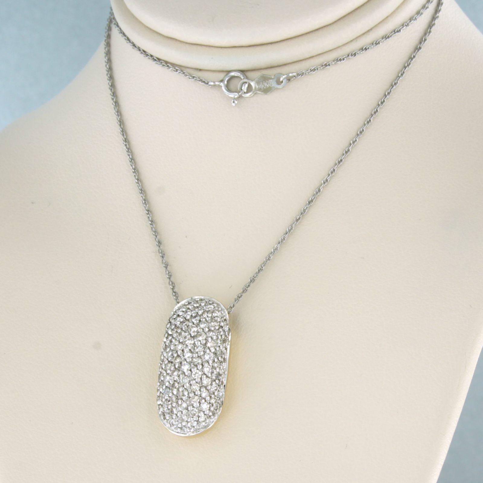 Brilliant Cut Necklace and pendant set with diamond 14k white gold For Sale