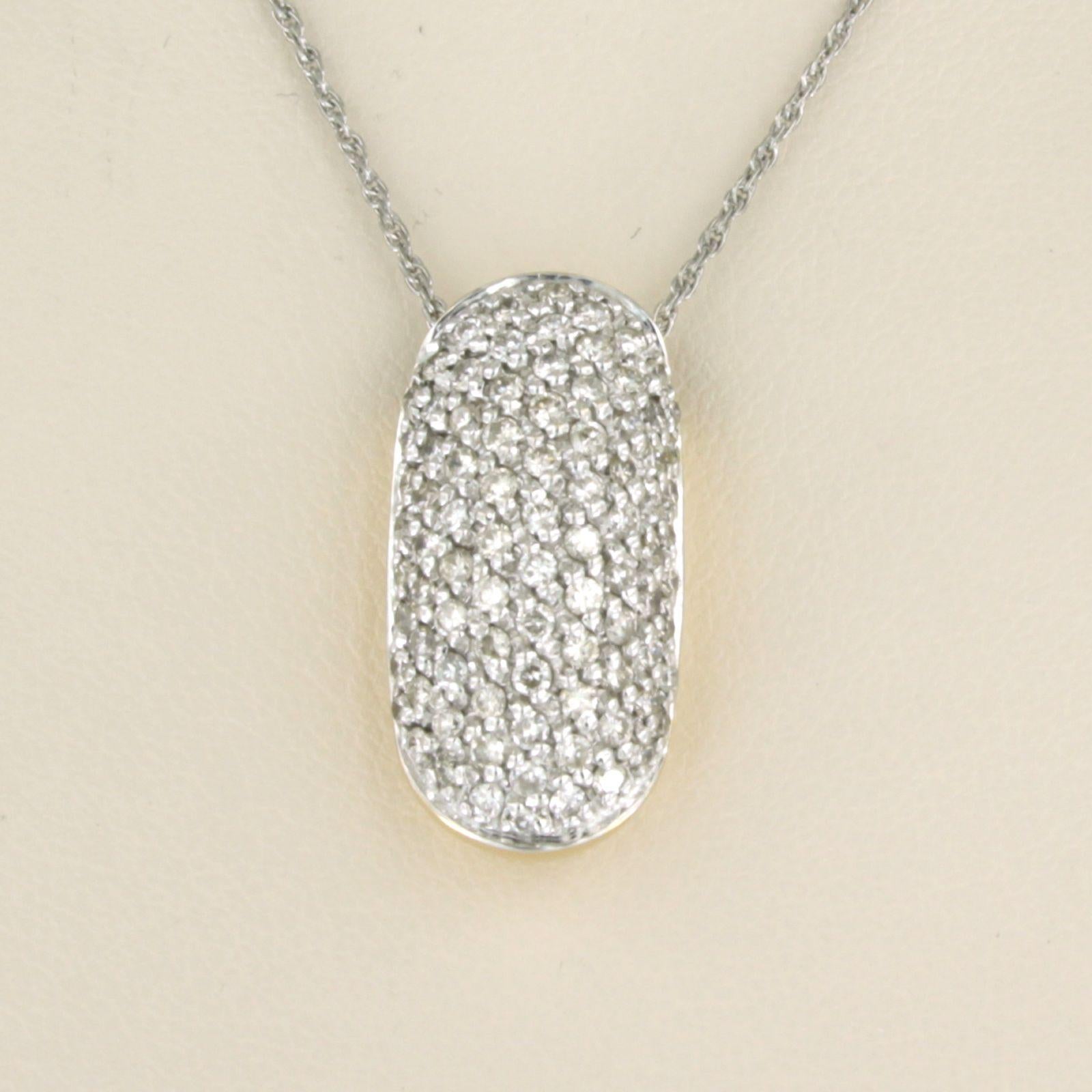 Necklace and pendant set with diamond 14k white gold In Good Condition For Sale In The Hague, ZH