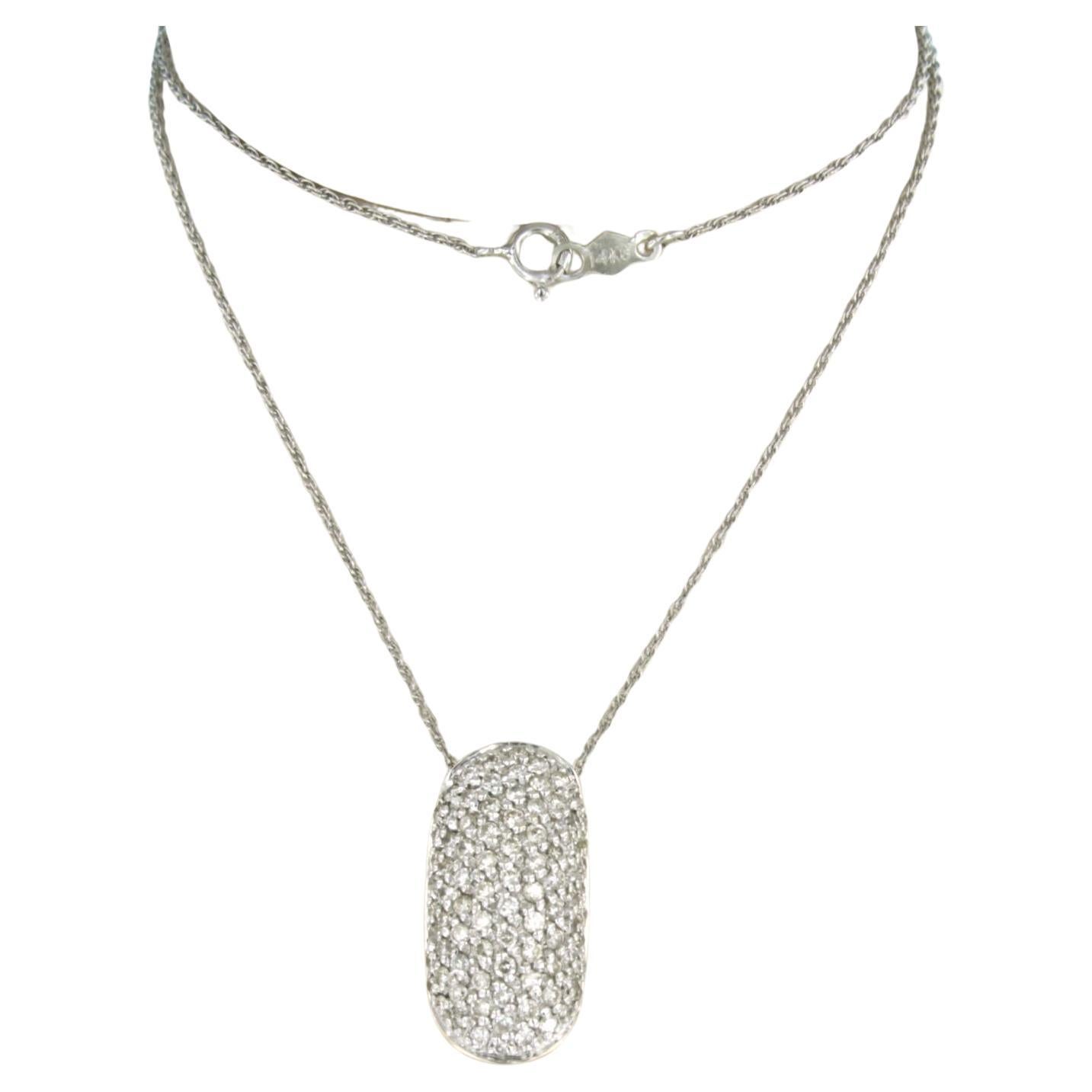 Necklace and pendant set with diamonds 14k white gold For Sale at 1stDibs