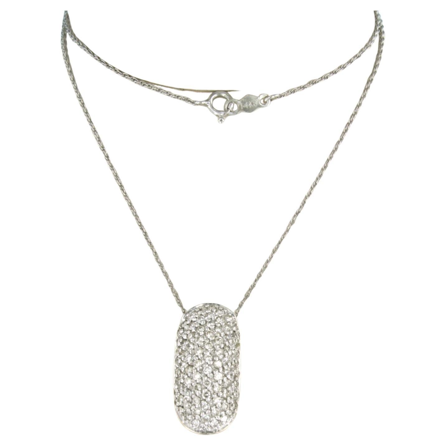 Necklace and pendant set with diamond 14k white gold For Sale