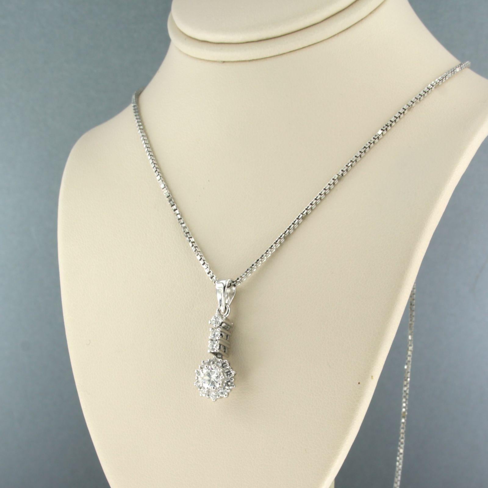 Modern Necklace and pendant set with diamonds 14k and 18k white gold For Sale
