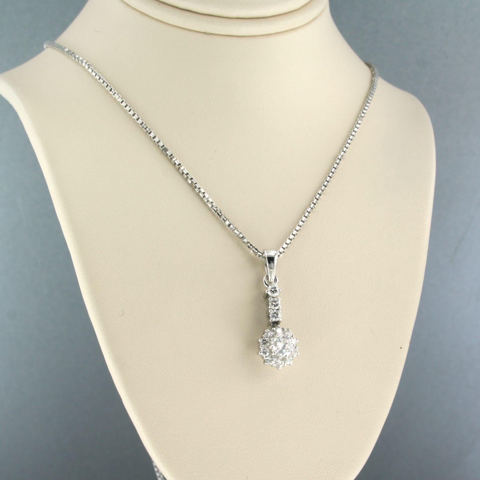 Brilliant Cut Necklace and pendant set with diamonds 14k and 18k white gold For Sale