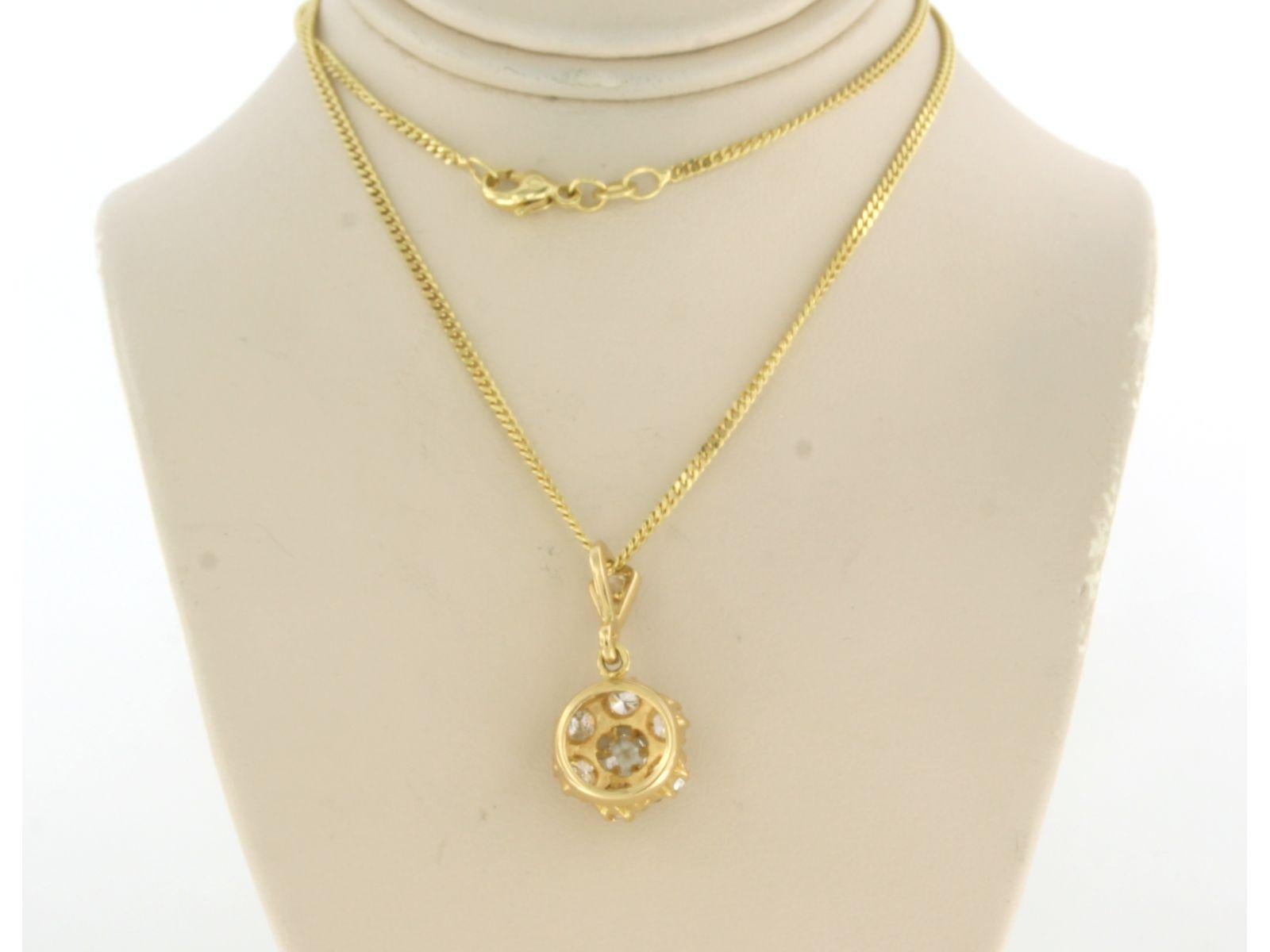 Necklace and pendant set with diamonds 14k and 18k yellow gold For Sale 1