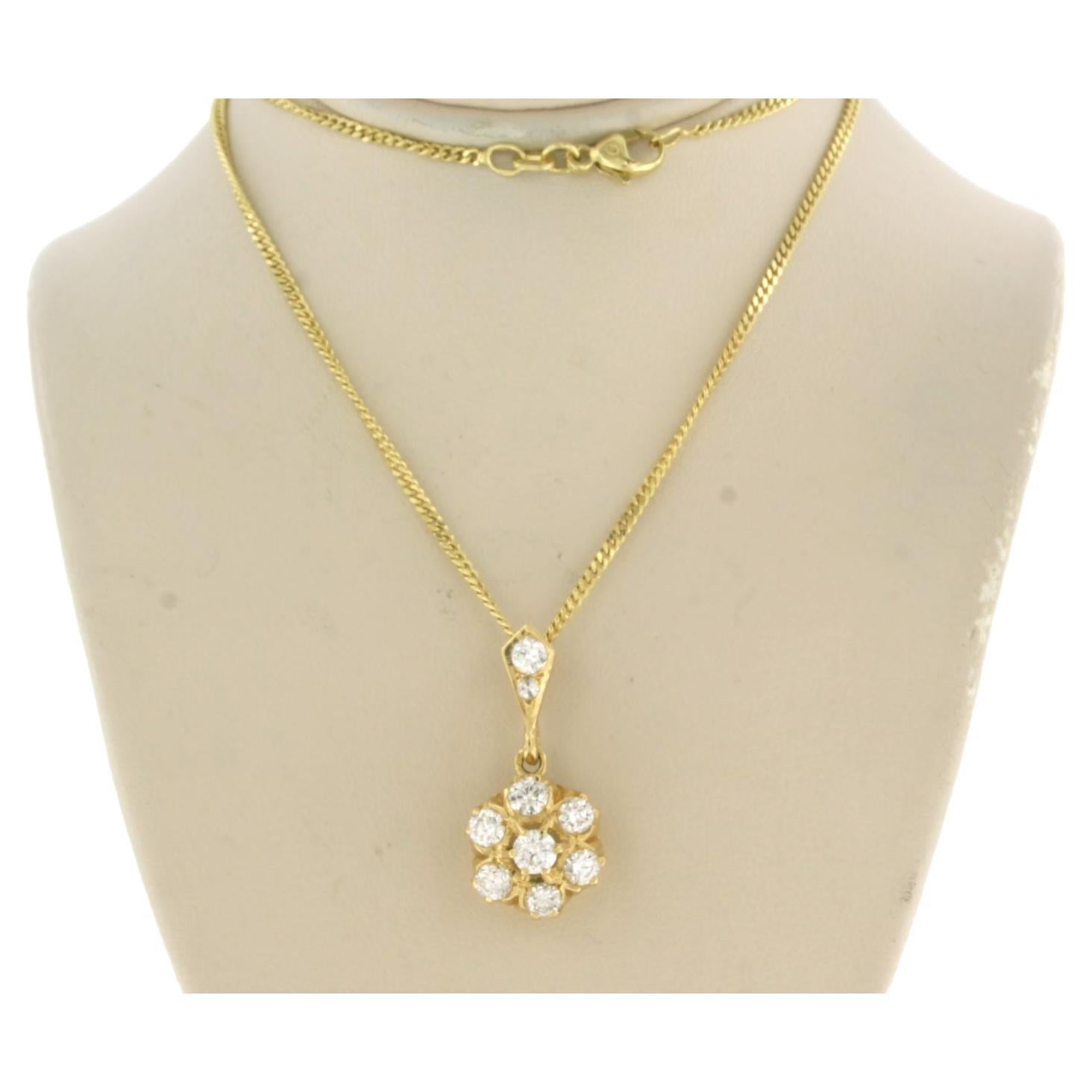 Necklace with pendant set with ruby and diamond 14k and 18k gold For