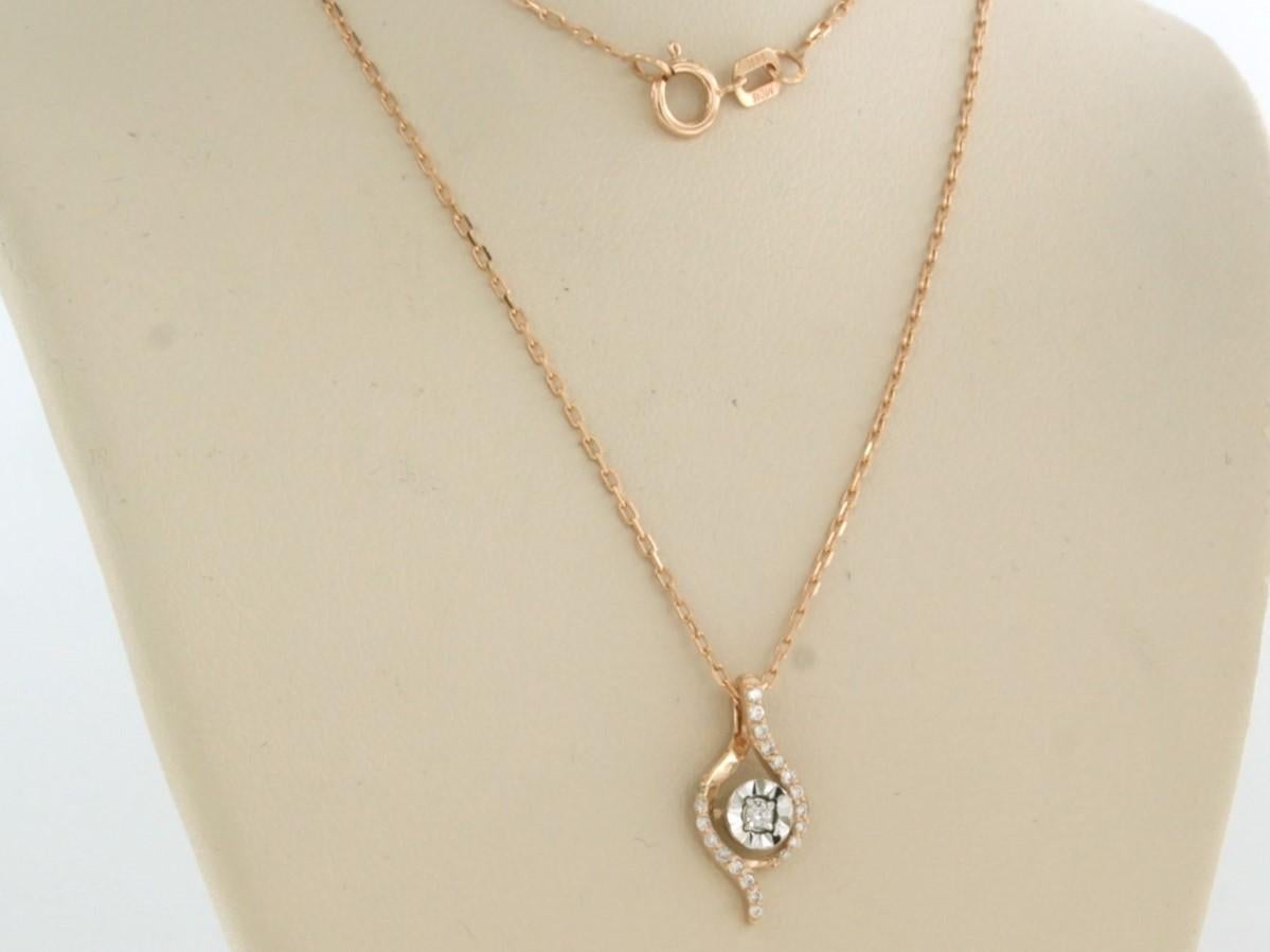 Modern Necklace and pendant set with diamonds 14k bicolour gold For Sale