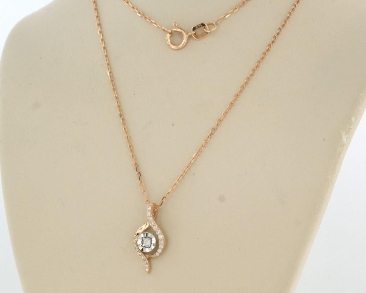 Women's Necklace and pendant set with diamonds 14k bicolour gold For Sale