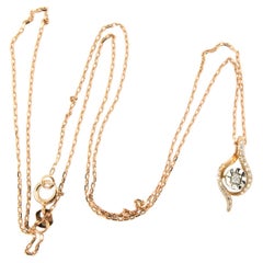 Necklace and pendant set with diamonds 14k bicolour gold