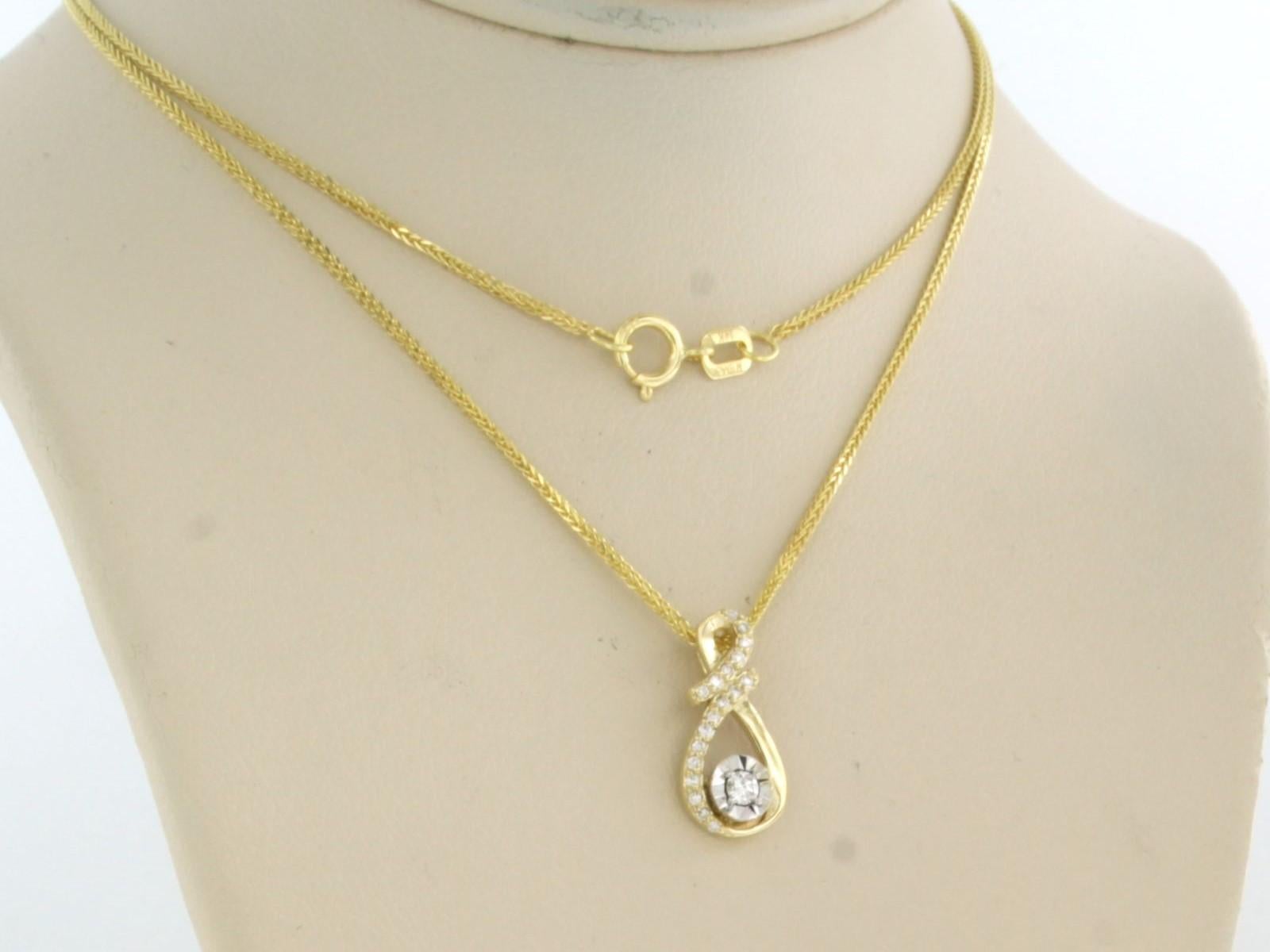 Modern Necklace and pendant set with diamonds 14k gold For Sale