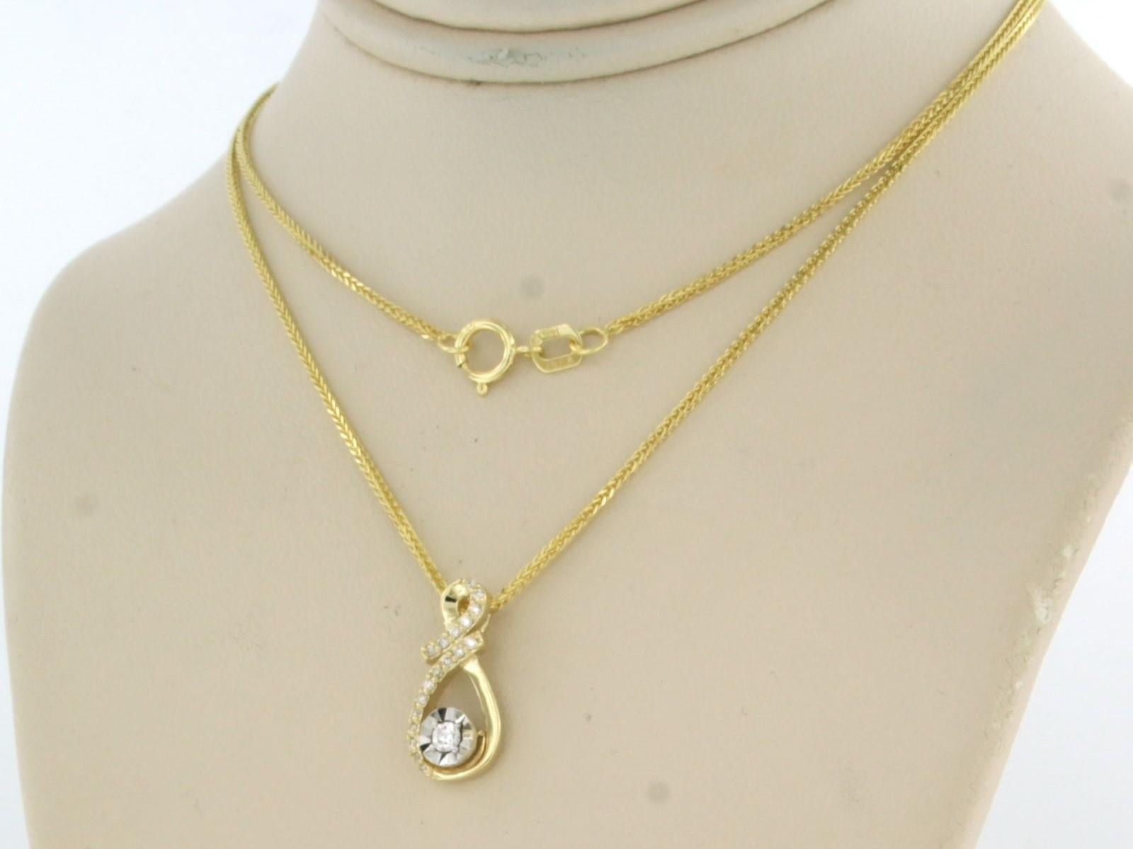 Necklace and pendant set with diamonds 14k gold In New Condition For Sale In The Hague, ZH