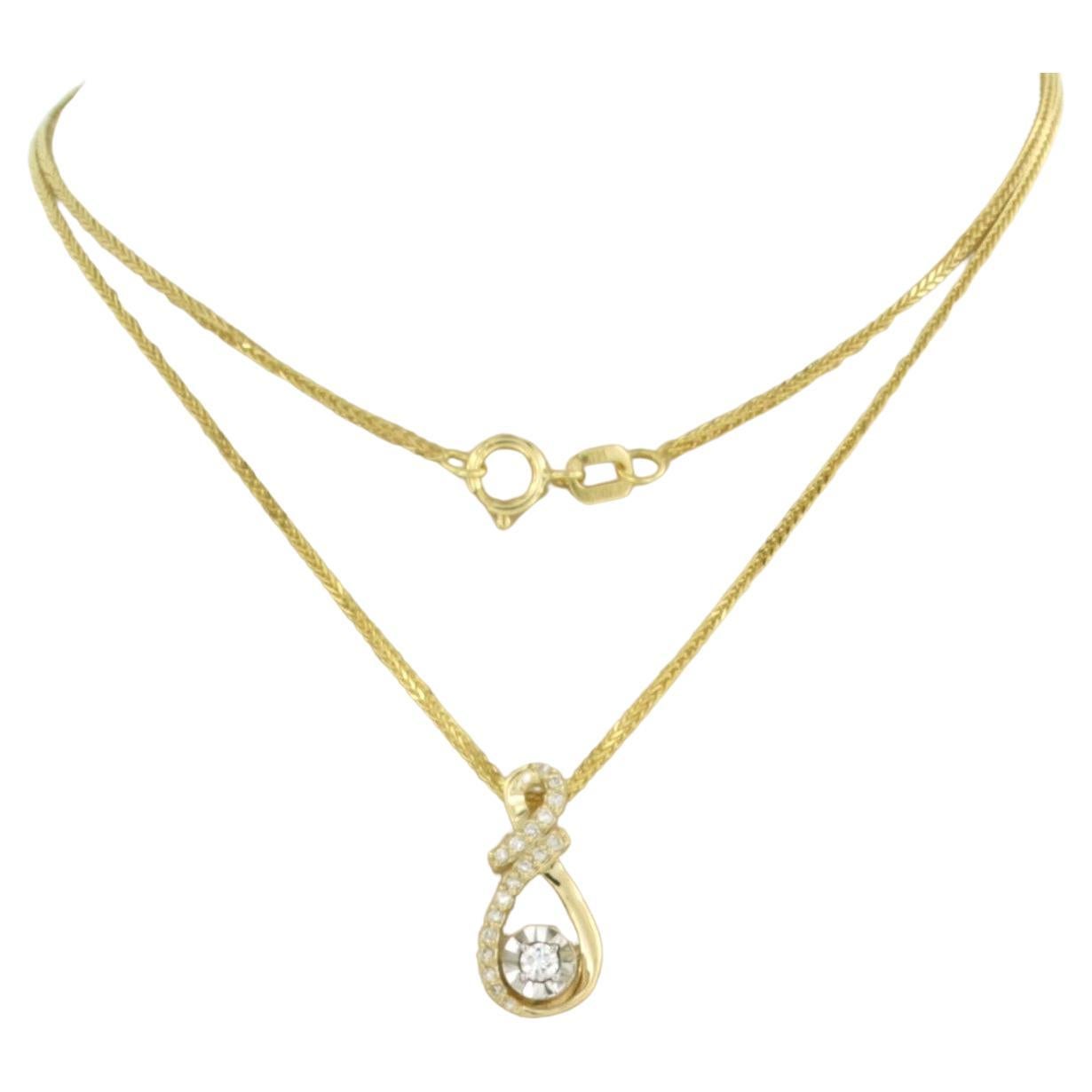 Necklace and pendant set with diamonds 14k gold For Sale