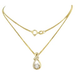 Necklace and pendant set with diamonds 14k gold