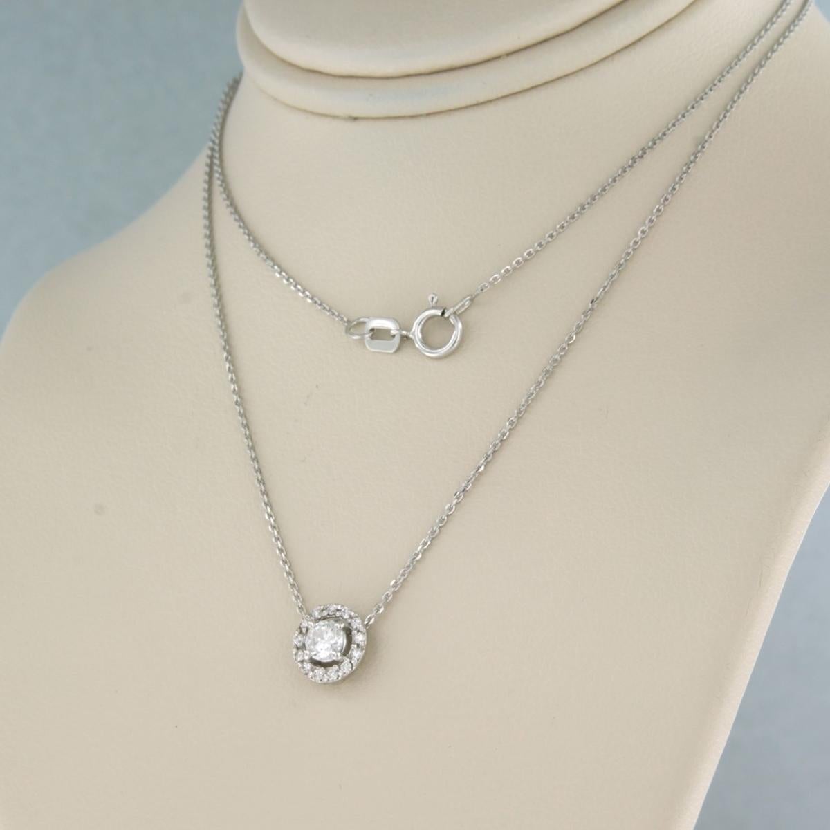 Brilliant Cut Necklace and pendant set with diamonds 14k white gold For Sale