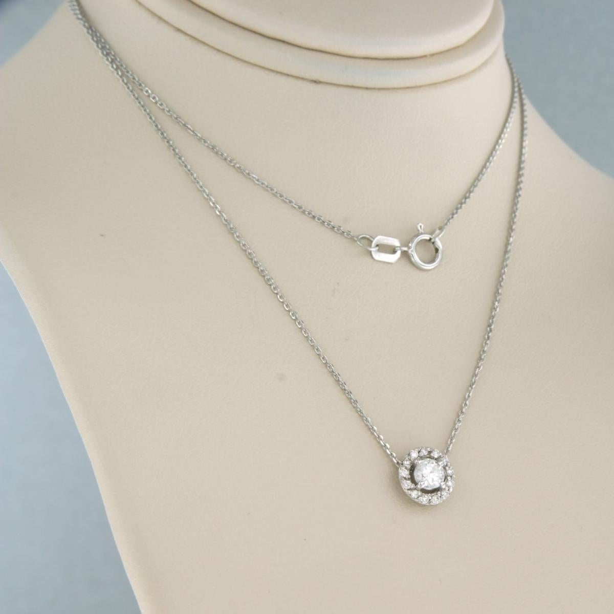 Necklace and pendant set with diamonds 14k white gold In New Condition For Sale In The Hague, ZH