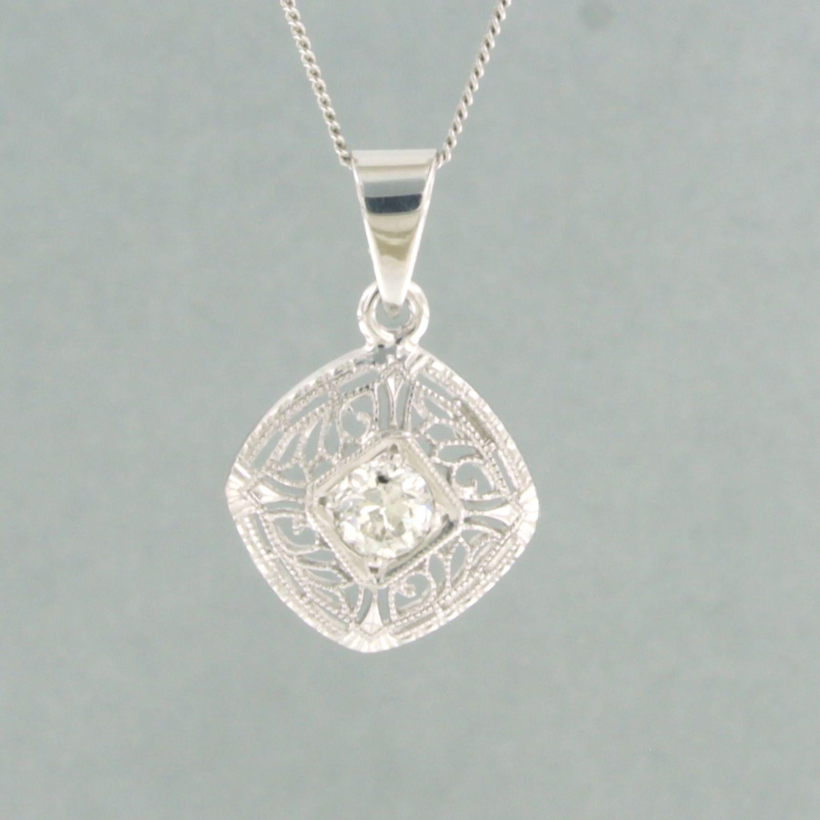 Necklace and pendant set with diamonds 14k white gold For Sale at 1stDibs