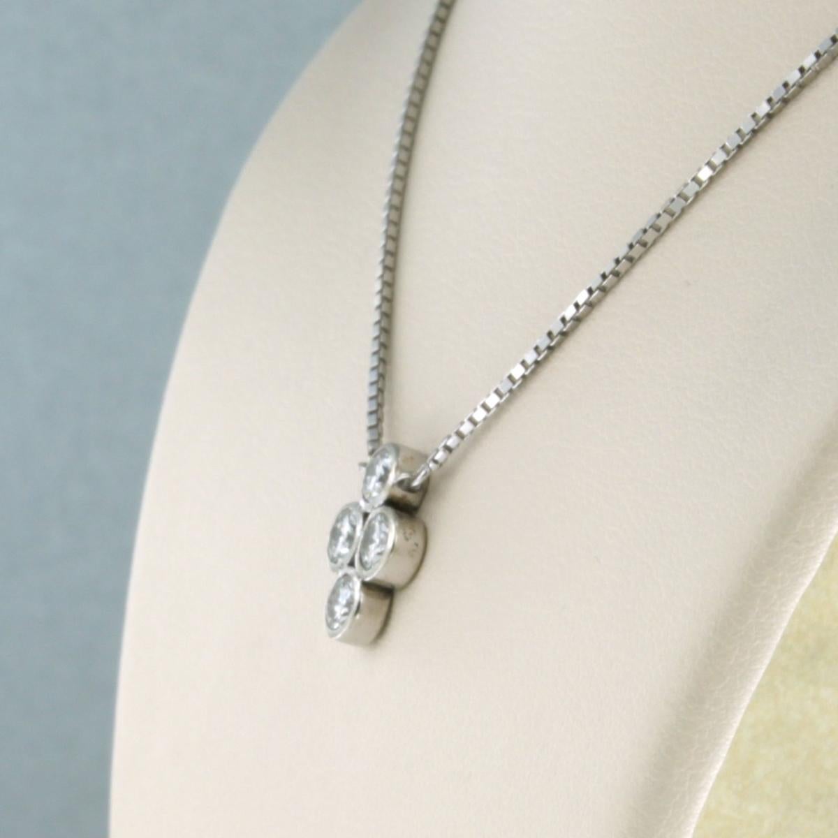 Women's Necklace and pendant set with diamonds 14k white gold For Sale